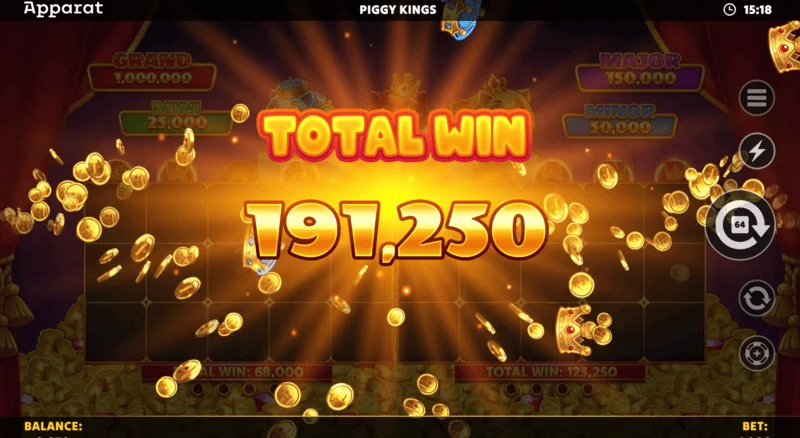 Piggy Kings - Écran de victoire dans les Free Games